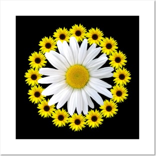 sunflower blossoms with daisy flower daisies bloom Posters and Art